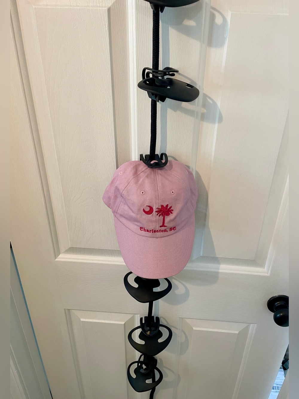 Over-the-Door Cap Rack System – 9 Adjustable Hat Clips – Black